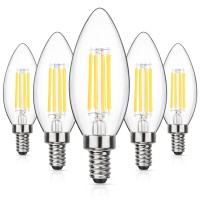 Maxvolador Dimmable E12 Candelabra Led Light Bulbs 60W Equivalent, Neutral White 4000K, 600Lumens Led Chandelier Bulb, Decorative B11 Filament Candle Light Bulbs Clear Glass, Pack Of 5