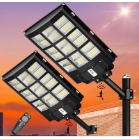 Gefolly 1000W Solar Street Lights Outdoor, 162000Lm Commercial Parking Lot Light Dusk To Dawn, 6500K Solar Security Flood Lights With Motion Sensor For Basketball Court, Road, Yard-2 Pack