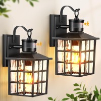 Vianis Outdoor Wall Lights For House 2 Pack Black Motion Sensor Porch Lanterns Wall Sconce Modern Exterior Garage Light Fixtur