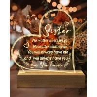 Hiipeenow Sister Birthday Gifts From Sister To My Sister Acrylic Engraved Night Light 15 19Cm Presents Mothers Day Christmas