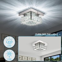 Mini Modern Crystal Chandeliers Flush Mount Ceiling Light Fixture Led Crystal Square Chandelier Hallway Light Bedroom Chandelier