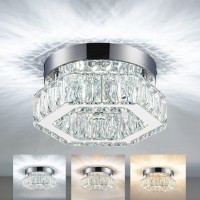 Mini Modern Crystal Chandeliers Flush Mount Ceiling Light Fixture Led Mini Chandeliers With Crystals Hallway Light Bedroom Chandelier For Bathroom Kitchen Office