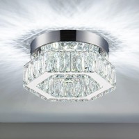 Homlaiting Mini Crystal Chandelier Led Flush Mount Ceiling Light Fixture 78 X 394 Cool White For Bedroom Hallway Bathroo