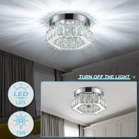 Homlaiting Mini Crystal Chandelier Led Flush Mount Ceiling Light Fixture 78 X 394 Cool White For Bedroom Hallway Bathroo