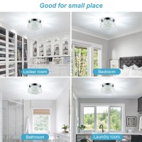 Homlaiting Mini Crystal Chandelier Led Flush Mount Ceiling Light Fixture 78 X 394 Cool White For Bedroom Hallway Bathroo