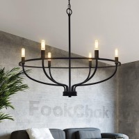 Fookchak 6Light Black Chandelier Light Fixture Industrial Candle Chandelier Black Chandeliers For Dining Room For Bedroom Livi