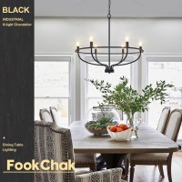 Fookchak 6Light Black Chandelier Light Fixture Industrial Candle Chandelier Black Chandeliers For Dining Room For Bedroom Livi