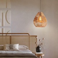 Dunmw Handmade Imitation Hemp Rope Weaving Pendant Lamp Retro Exquisite Hemp Rope Lampshade Ceiling Lamp Chandelier For Bedroom, Living Room