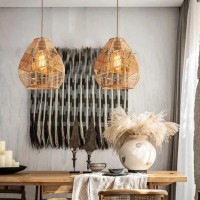 Dunmw Handmade Imitation Hemp Rope Weaving Pendant Lamp Retro Exquisite Hemp Rope Lampshade Ceiling Lamp Chandelier For Bedroom, Living Room