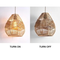 Dunmw Handmade Imitation Hemp Rope Weaving Pendant Lamp Retro Exquisite Hemp Rope Lampshade Ceiling Lamp Chandelier For Bedroom, Living Room