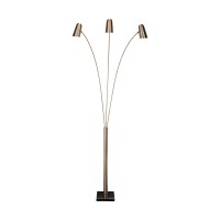 95 Inch Modern Metal Arc Tri Lamp With Dimmer, Marble Base, Gold, Black