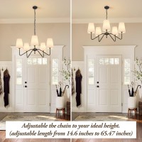 5Light 30 Modern Chandelier With White Shades Classic Pendant Ceiling Light Fixture For Dining Room Black Chandelier With