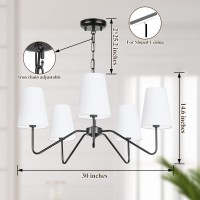 5Light 30 Modern Chandelier With White Shades Classic Pendant Ceiling Light Fixture For Dining Room Black Chandelier With