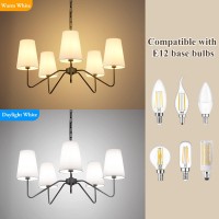 5Light 30 Modern Chandelier With White Shades Classic Pendant Ceiling Light Fixture For Dining Room Black Chandelier With