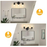 Licperron 3Light Bathroom Wall Light Fixtures Black Vanity Light With Clear Glass Shade Modern Bathroom Vanity Light Over Mir