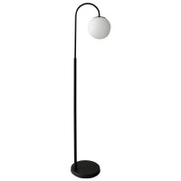 63 Inch Modern Metal Floor Lamp, Frosted Glass Globe Shade, Black, White