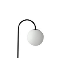 63 Inch Modern Metal Floor Lamp, Frosted Glass Globe Shade, Black, White