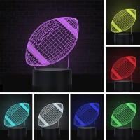 Football 3D Lamp Optical Illusion Night Light 7 Colors Touch Switch Auto Gradient Night Light Acrylic And Abs Base Usb Cable