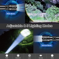 Lemihui Rechargeable Led Flashlight High Lumens 990 000 Lumens Bright Powerful Flashlight 5 Modes Ipx6 Waterproof Handheld Fl