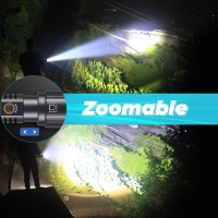 Rechargeable Flashlights High Lumen 2 Pack, 150000 Lumens Super Bright 5000Mah High Capacity Led Flashlight With 5 Modes, Powerful Handheld Flash Light For Camping Emergencies,Waterproof,Zoomable