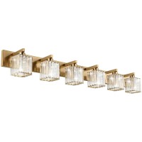 Aipsun Bathroom Vanity Light Brass Crystal Vanity Lighting Fixtures 6 Light Modern Bathroom Lighting Fixtures (Exclude Bulb)