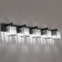 Aipsun Bathroom Vanity Light Black Light Fixtures 5 Light Crystal Vanity Light Modern Bathroom Lighting (Exclude Bulb)