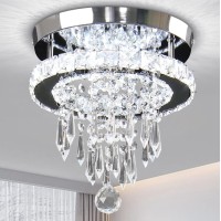 Clairdai Modern Small Closet Chandelier Led Ceiling Light Fixtures Stainless Steel Flush Mount Ceiling Chandeliers Light For Bed