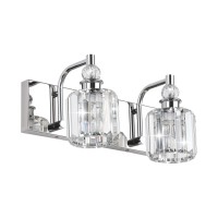 Ralbay Crystal Vanity Lights 2 Lights Modern Crystal Chrome Bathroom Vanity Light For Bathroom Lighting Fixtures Over Mirror