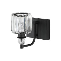 Ralbay Crystal Black Wall Sconces 1 Lights Crystal Bathroom Wall Lamp Modern Crystal Black Bathroom Vanity Lights