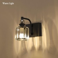 Ralbay Crystal Black Wall Sconces 1 Lights Crystal Bathroom Wall Lamp Modern Crystal Black Bathroom Vanity Lights