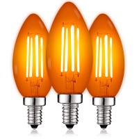 Luxrite E12 Led Filament Orange Light Bulb 45W 40W Equivalent Colored Glass Candelabra Bulb Ul Listed E12 Base Indoor Ou