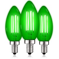 Luxrite E12 Led Filament Green Light Bulb 45W 40W Equivalent Colored Glass Candelabra Bulb Ul Listed E12 Base Indoor Out