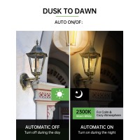 Qualilux Dusk To Dawn Edison Light Bulbs St58(St19), Vintage Amber Glass, Warm Light, 60W Equivalent, Automatic On/Off Light Sensing Led Filament Bulb Outdoor, 6.5W 700Lm, E26, 2-Pack, Hq-H027