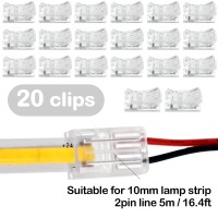 Cob Led Strip To Wire Connector 20 Pieces Waterproof Led Adapter Connectors Transparent Solderless Led Light Strip Connectors Fo