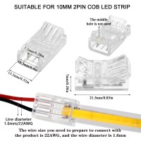 Cob Led Strip To Wire Connector 20 Pieces Waterproof Led Adapter Connectors Transparent Solderless Led Light Strip Connectors Fo