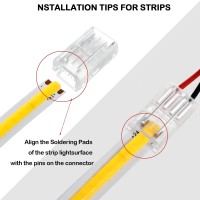 Cob Led Strip To Wire Connector 20 Pieces Waterproof Led Adapter Connectors Transparent Solderless Led Light Strip Connectors Fo