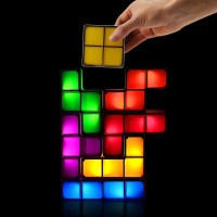 Loschen Night Light Diy Stackable Led 7 Colors Interlocking Induction Novelty Desk Lamp 3D Puzzle Magic Light Bright Toy For Kid