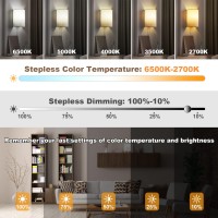 Plug In Wall Sconces,Stepless Colors 2700K-6500K & Stepless Dimming,Wall Sconces Set Of Two With Remote & Switch Control,Plug In Wall Light With Timer,Wall Lamp With Plug In Cord,Bulbs Included,Linen