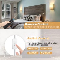 Plug In Wall Sconces,Stepless Colors 2700K-6500K & Stepless Dimming,Wall Sconces Set Of Two With Remote & Switch Control,Plug In Wall Light With Timer,Wall Lamp With Plug In Cord,Bulbs Included,Linen