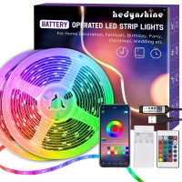 Hedynshine Battery Operated Led Strip Lights 20Ft, Usb Led Strip Lights Battery, Smart Phone App Control 20 Key Remote Led Strip, Led Lights For Bedroom Waterproof