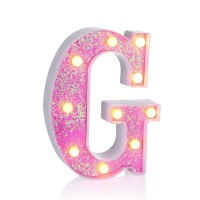 Foaky Led Letter Lights Sign Light Up Pink Letters Glitter Alphabet Letter Sign For Night Light Wedding/Birthday Party Battery Powered Christmas Lamp Girls Gifts Home Bar Decoration(G)