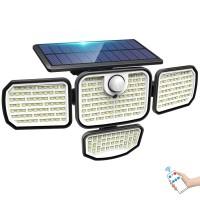 Solar Lights Outdoor Motion Sensor, 286 Led 3000 Lm Solar Security Lights With Remote Control, Ip65 Waterproof,4 Heads Solar Flood Lights With 3 Modes For Front Door Backyard Garage Deck