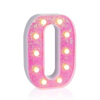 Foaky Led Letter Lights Sign Light Up Pink Letters Glitter Alphabet Letter Sign For Night Light Wedding/Birthday Party Battery Powered Christmas Lamp Girls Gifts Home Bar Decoration(O)