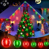 Hezbjiti 100Ft Christmas Lights Outdoor G40 Globe String Lights Patio Lights With Red And Green 33 Shatterproof Bulbs, Waterproof Connectable Hanging Light For Backyard Porch Balcony Party Decor