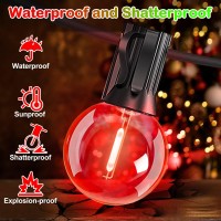 Hezbjiti 100Ft Christmas Lights Outdoor G40 Globe String Lights Patio Lights With Red And Green 33 Shatterproof Bulbs, Waterproof Connectable Hanging Light For Backyard Porch Balcony Party Decor