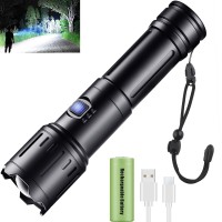 Jay-Park Flashlights High Lumens Rechargeable, Led Flashlight 250000 Lumen Super Bright Powerful, Usb-C Handheld Flashlight Zoomable High Power Tactical Flash Light For Emergencies, Camping