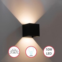 Quickway Imports Modern Wall Sconce Led Waterproof Wall Lamp Aluminum With Adjustable Beam 10-Watt 4000K Cool White Indoor Outdoor For Bathroom Bedroom Corridor Living Room Stairs And Garden, Black