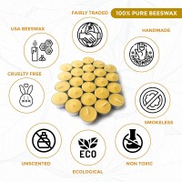 Pure Beeswax Tealights (Pack Of 48) - Unscented Tea Lights With Light & Natural Honey Scent - Decorative & Handmade Candles For Home, Wedding - 4 Hour Burn Time - Ecofriendly Smokeless & Clean Burnin