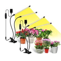 Bseah Grow Light Plant Light Indoor Plants, Full Spectrum Clip Plant Growing Lamp, 10-Level Dimmable, Auto On Off Timing 3 9 12Hrs (2 Pack)