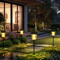 200 Lumen Solar Pathway Lights Outdoor For Yards,2 Pack Pathway Lights Solar Powered Waterproof ,14 Hours Long Lasting Brightest Solar Outdoor Lights Pathway For Garden,Lawn,Path(Warm/White Light)